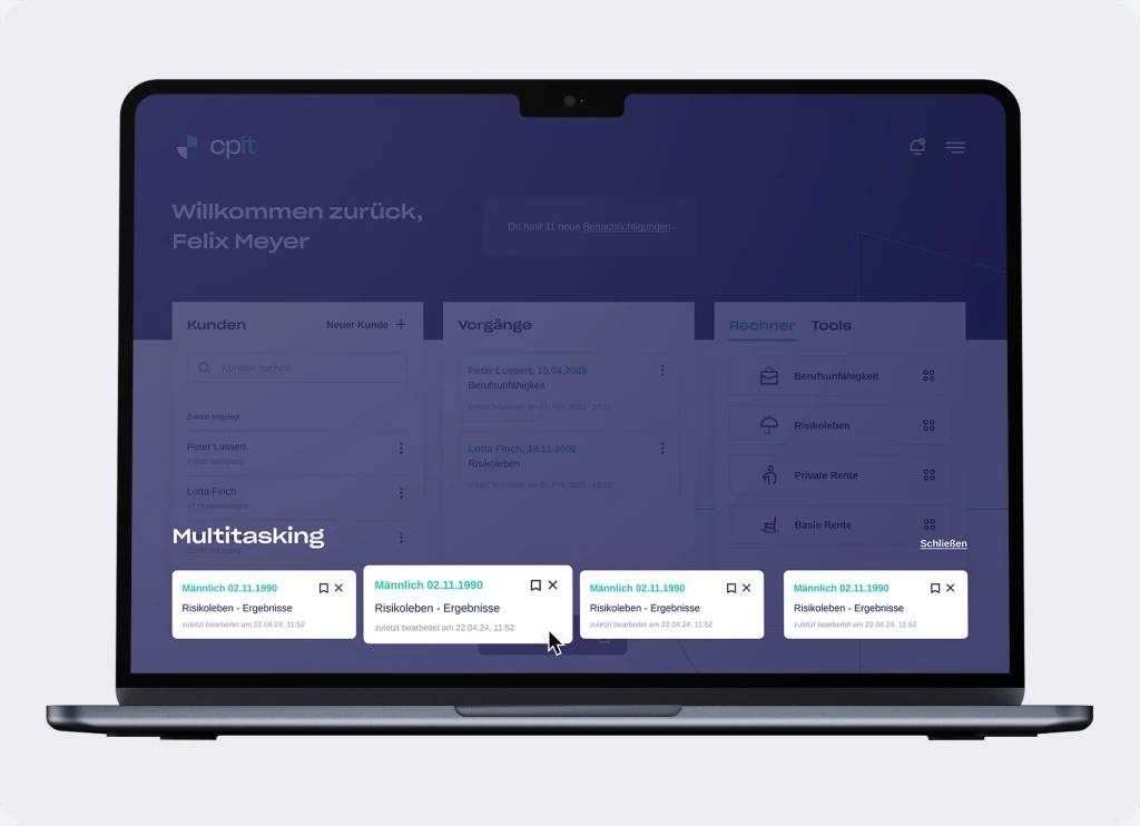 cpit.APP Multitasking – mehrere Vorgänge parallel im Dashboard