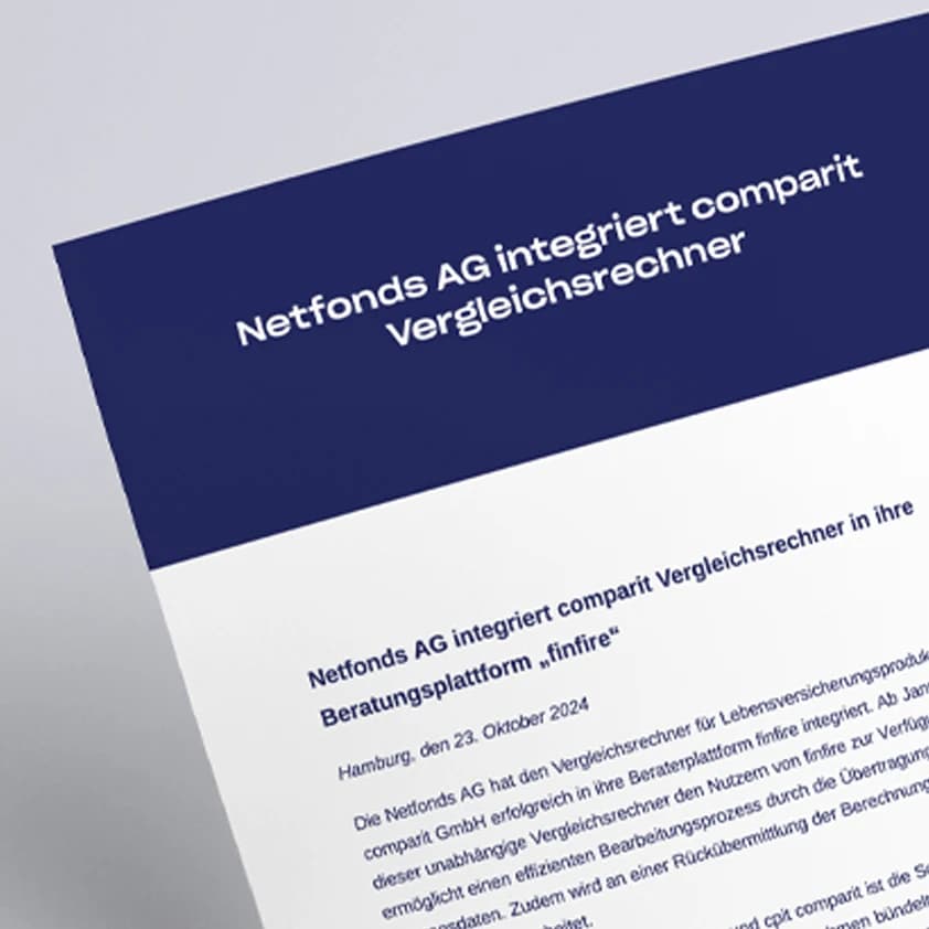 Netfonds AG integriert comparit Vergleichsrechner