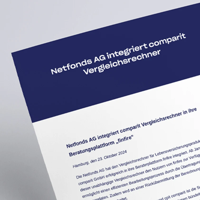 Netfonds AG integriert comparit Vergleichsrechner